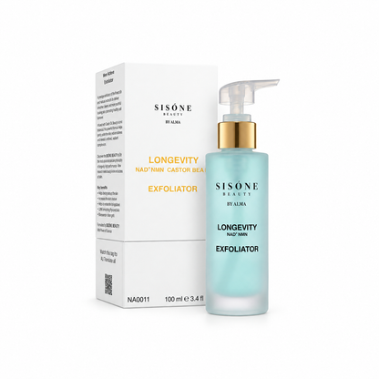 SISÓNE BEAUTY Longevity NAD⁺ NMN Exfoliator with packaging – exfoliating gel skincare