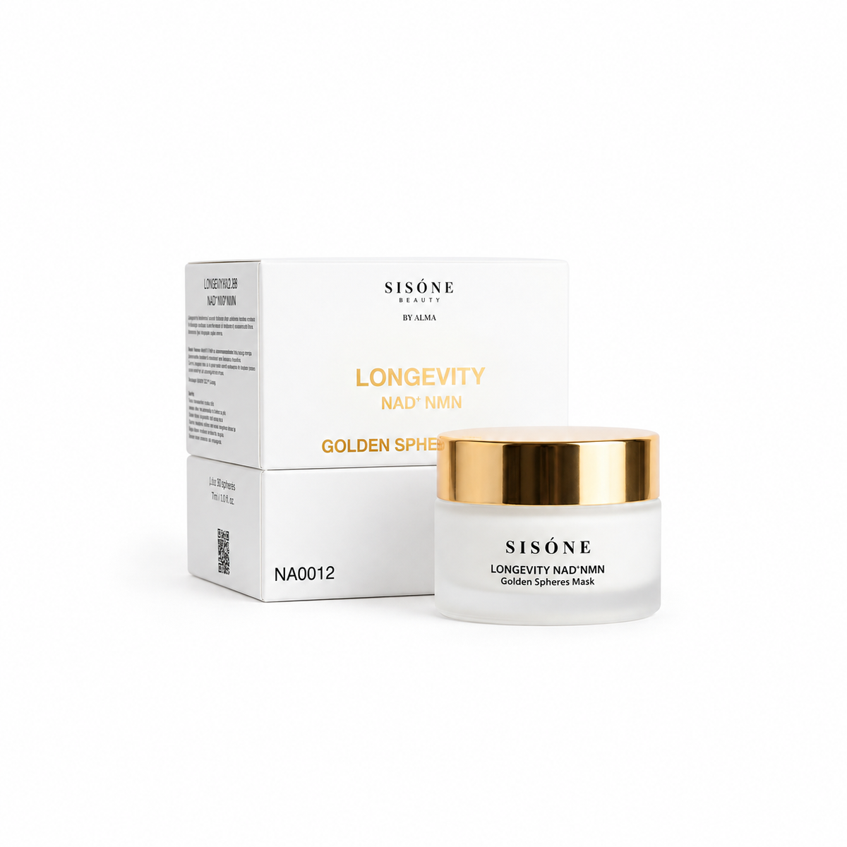 SISÓNE BEAUTY Golden Spheres Face Mask with packaging – hydrating longevity skincare with NAD⁺, NMN and Vitamin E