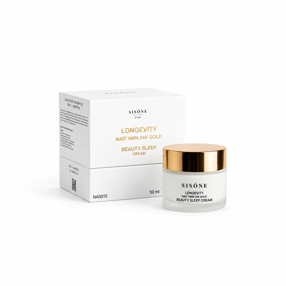 SISÓNE BEAUTY Beauty Sleep Cream with packaging – longevity skincare night cream with NAD⁺, NMN and 24K Gold