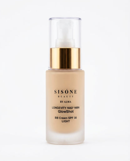 SISÓNE BEAUTY GlowShot BB Cream SPF 30 Light – longevity makeup with NAD⁺ and NMN