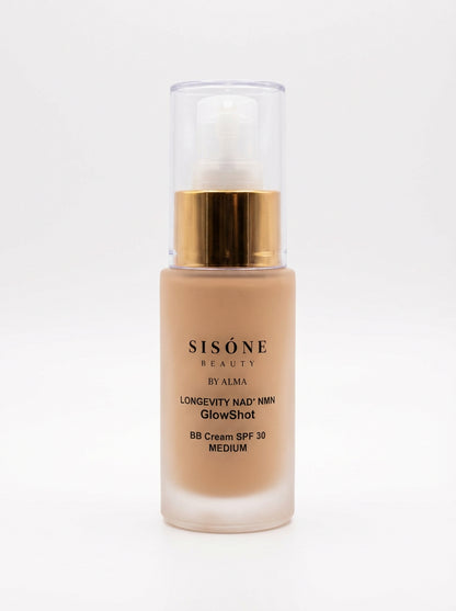 SISÓNE BEAUTY GlowShot BB Cream SPF 30 Medium – longevity makeup with NAD⁺ and NMN