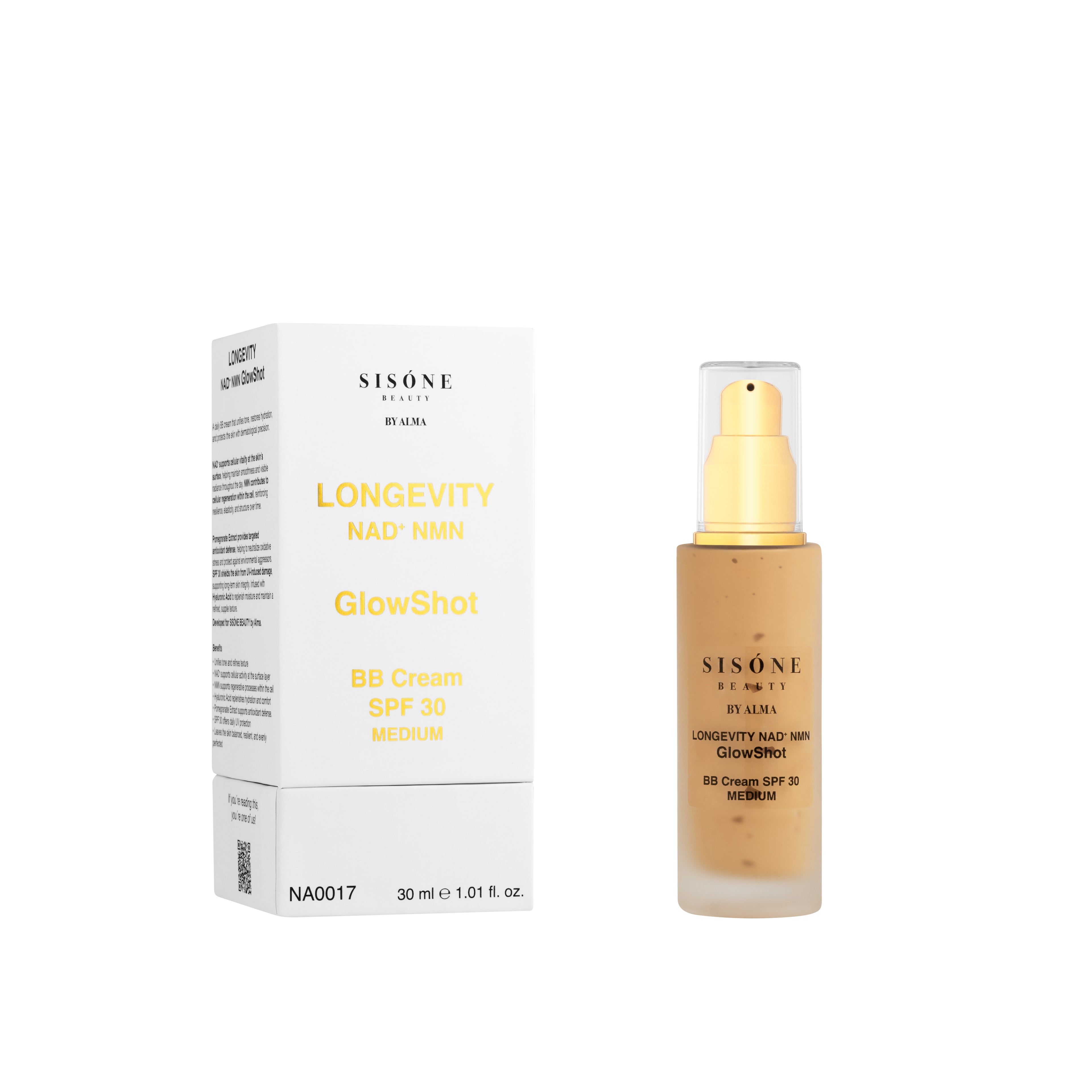 LONGEVITY NAD⁺ 24K  GlowShot BB Cream  SPF 30 MEDIUM