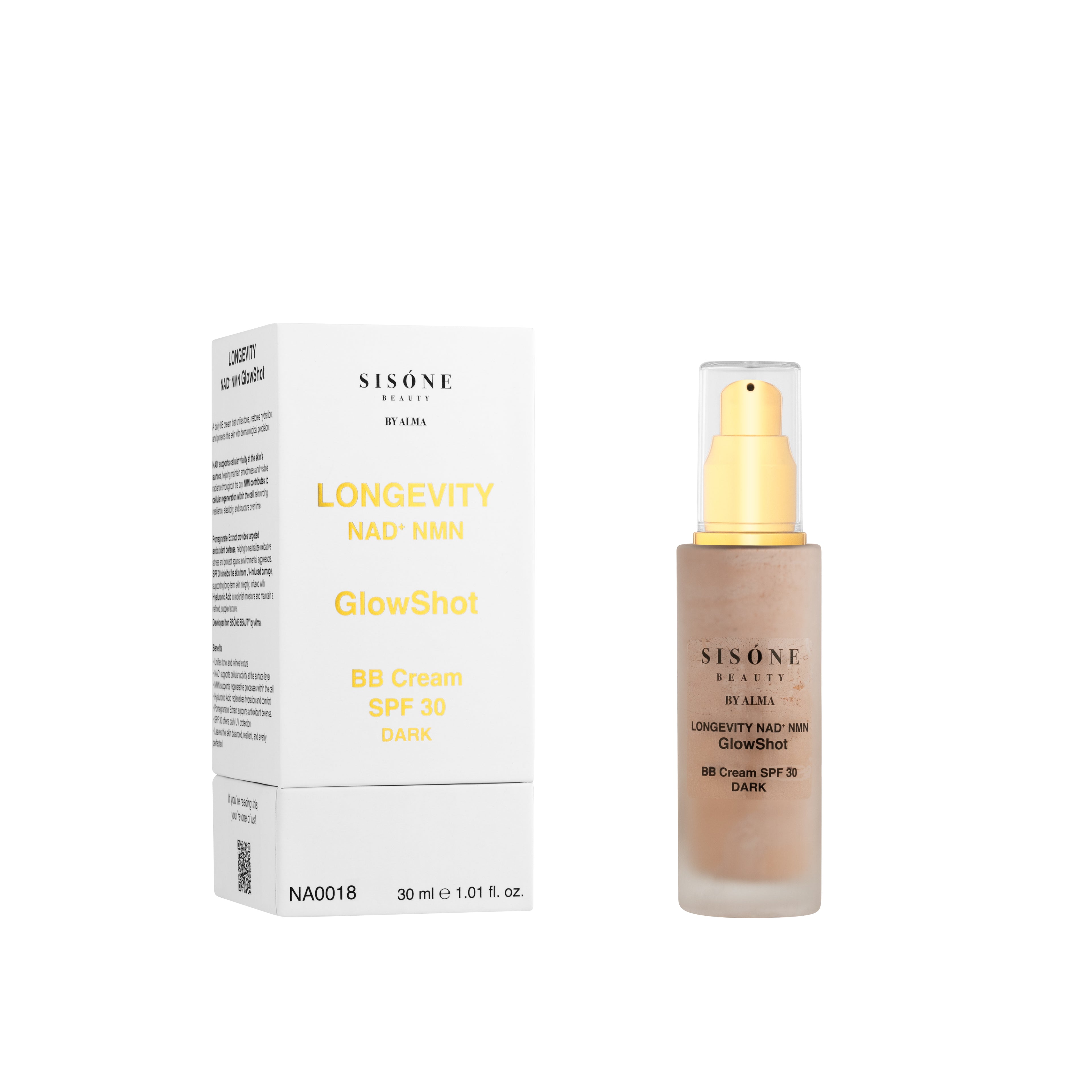 LONGEVITY NAD⁺ NMN  GlowShot BB Cream SPF 30 DARK